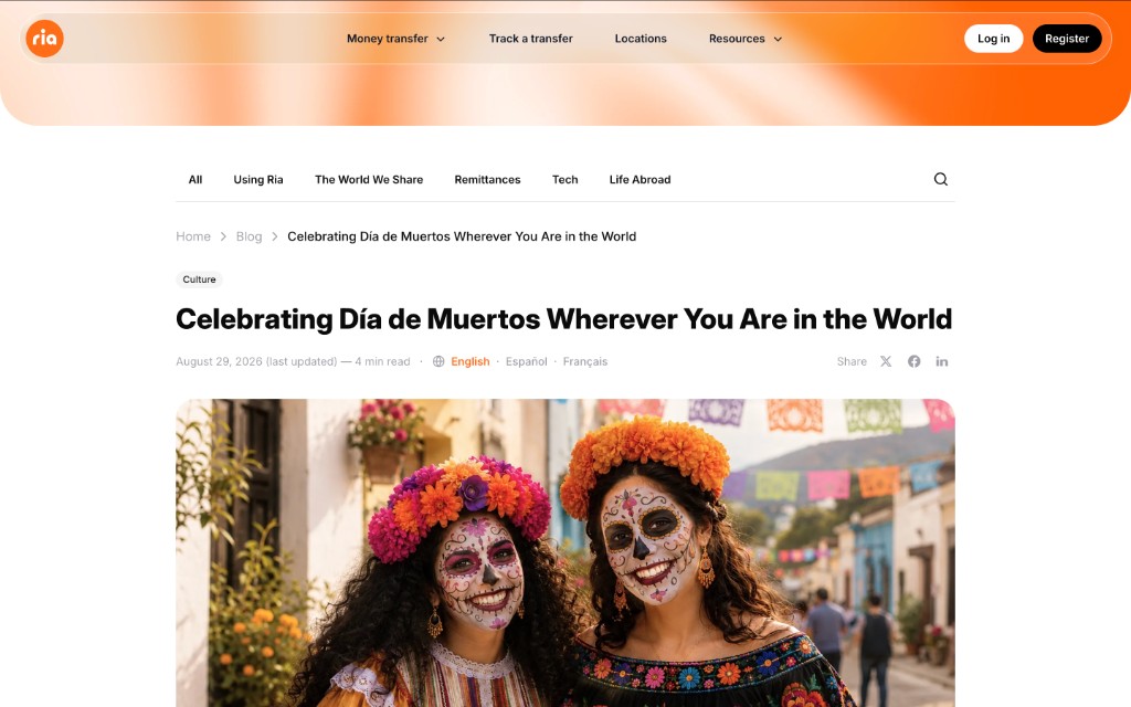 Screenshot of the Celebrating Día de Muertos editorial