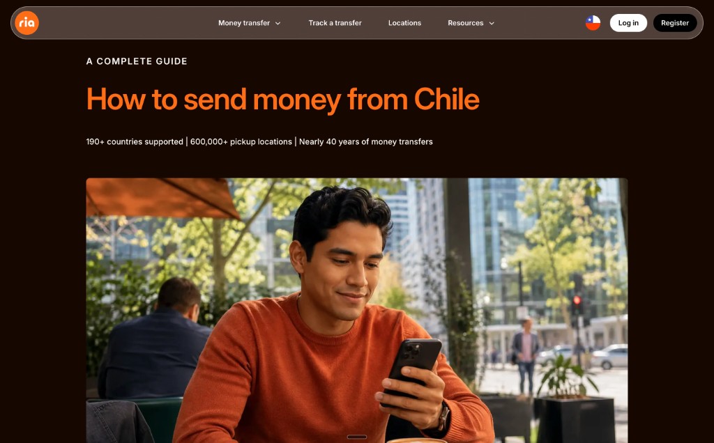 Screenshot of the How to send money from Chile guide