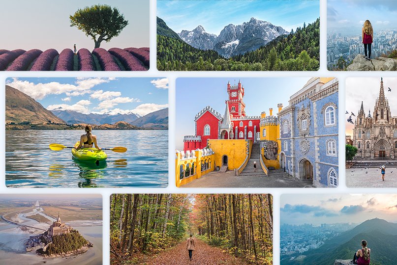 Travel collage — 25+ countries